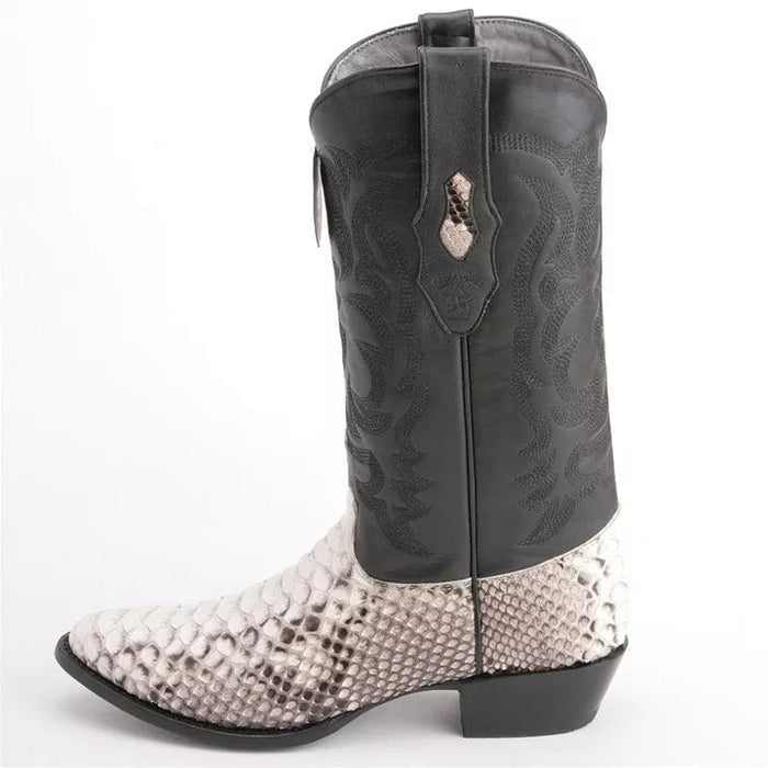 Los Altos Black & White Python Boots
