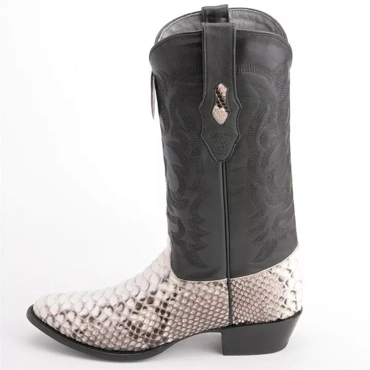 Los Altos Black & White Python Boots
