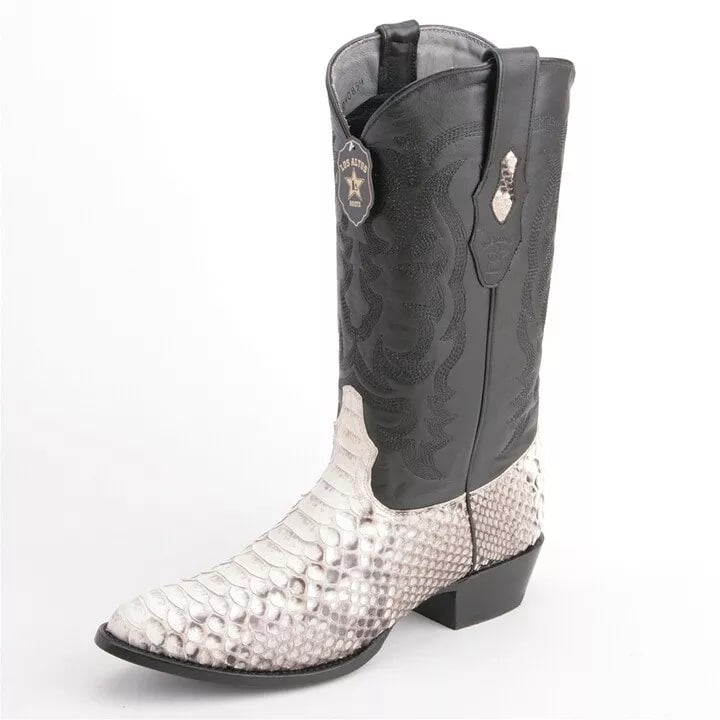 Los Altos Black & White Python Boots