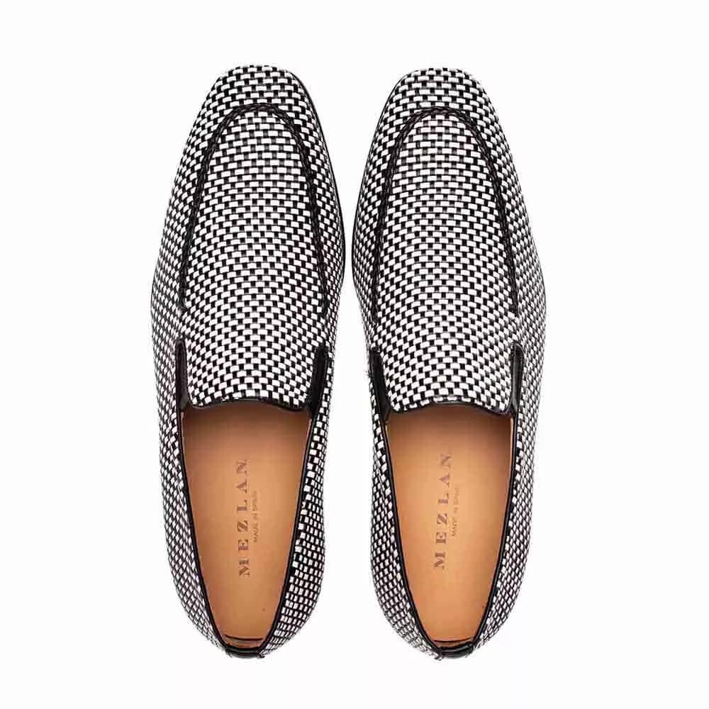 Mezlan Almeria Black/White Slip-On Calfskin Shoes