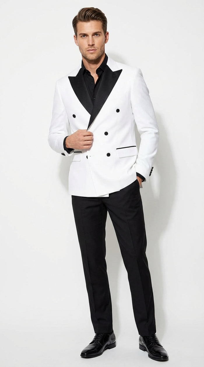 White Double Breasted Blazer