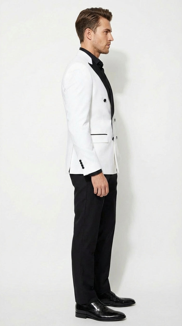 White Double Breasted Blazer