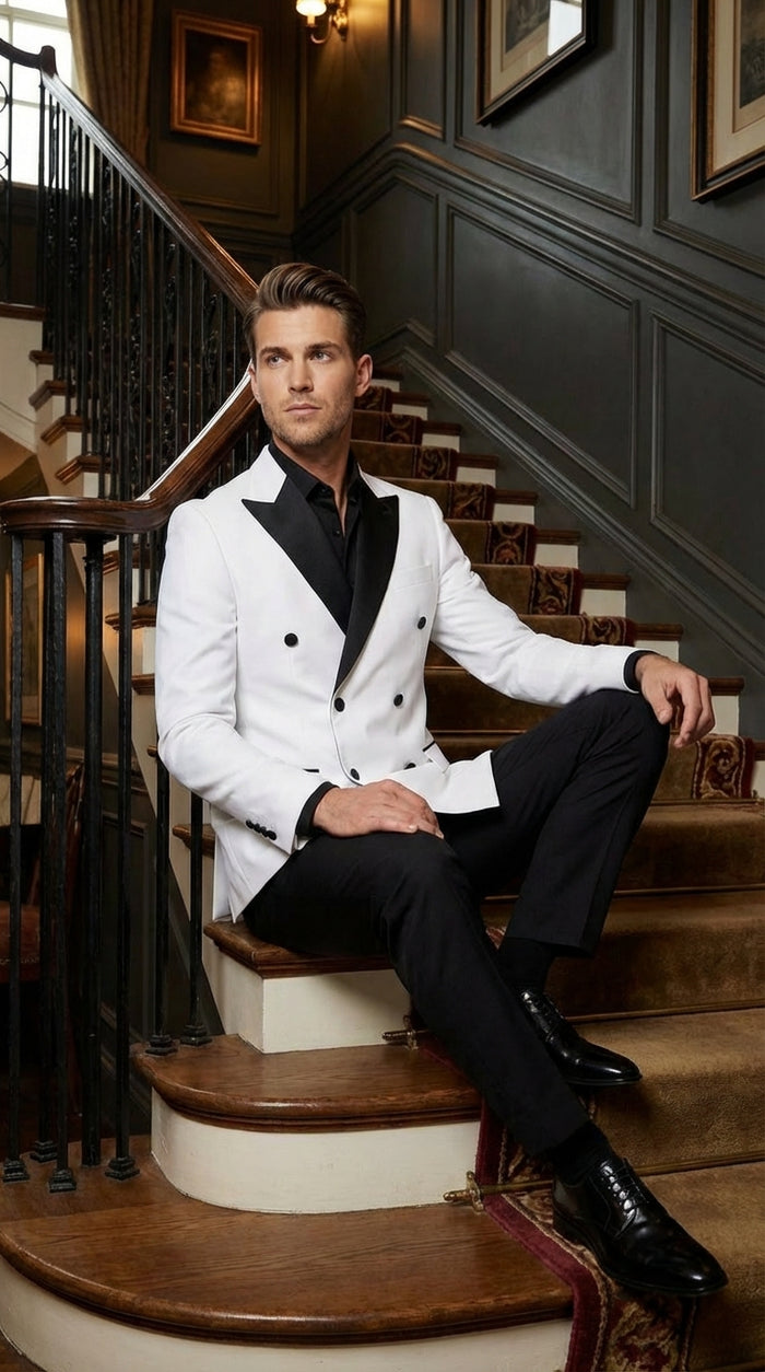 White Double Breasted Blazer
