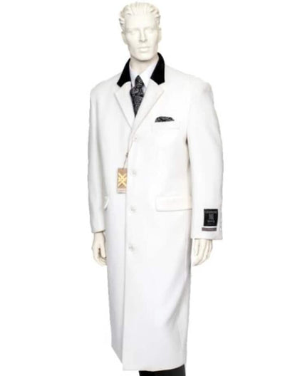 Cashmere Full Length White Chesterfield Coat