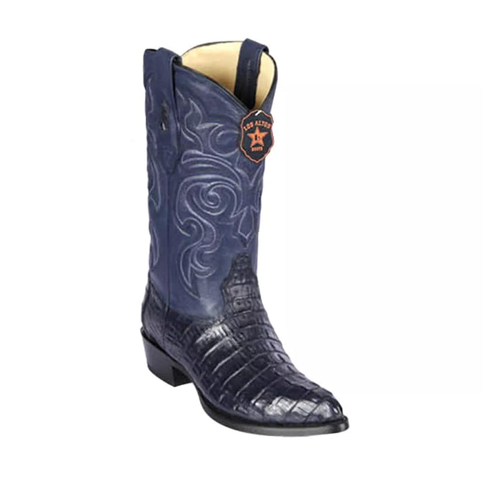 Los Altos Navy J-Toe Caiman Tail Cowboy Boots