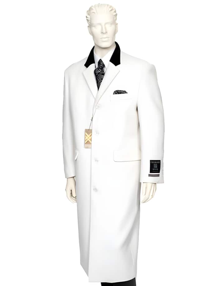 White Chest Pocket Duster Maxi Coat for Men