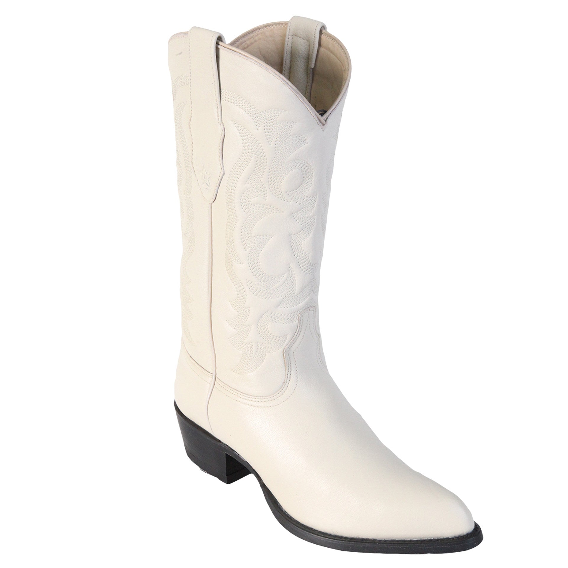 Winter White Elk Leather J Toe Western Boots