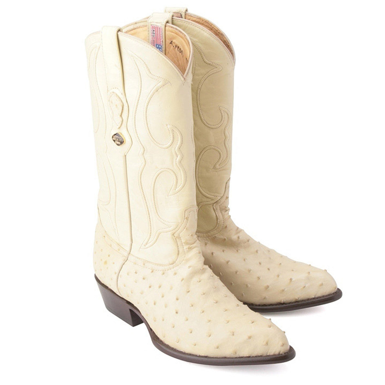 Winter White Full Quill Ostrich Boots by Los Altos