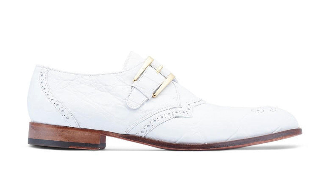 Mauri White Alligator Monk Strap Shoes