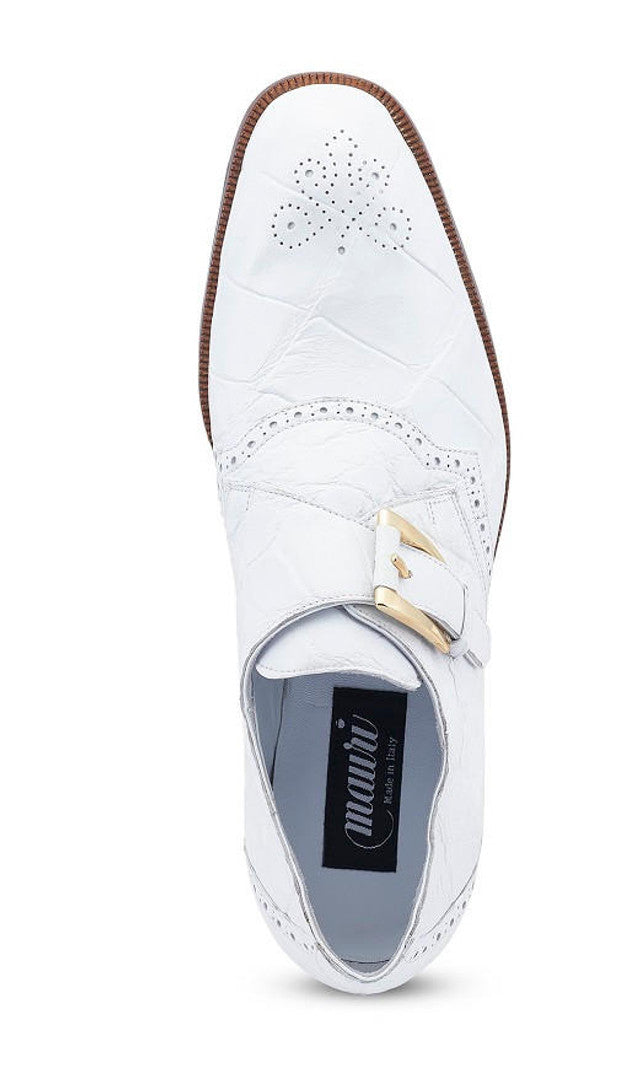 Mauri White Alligator Monk Strap Shoes