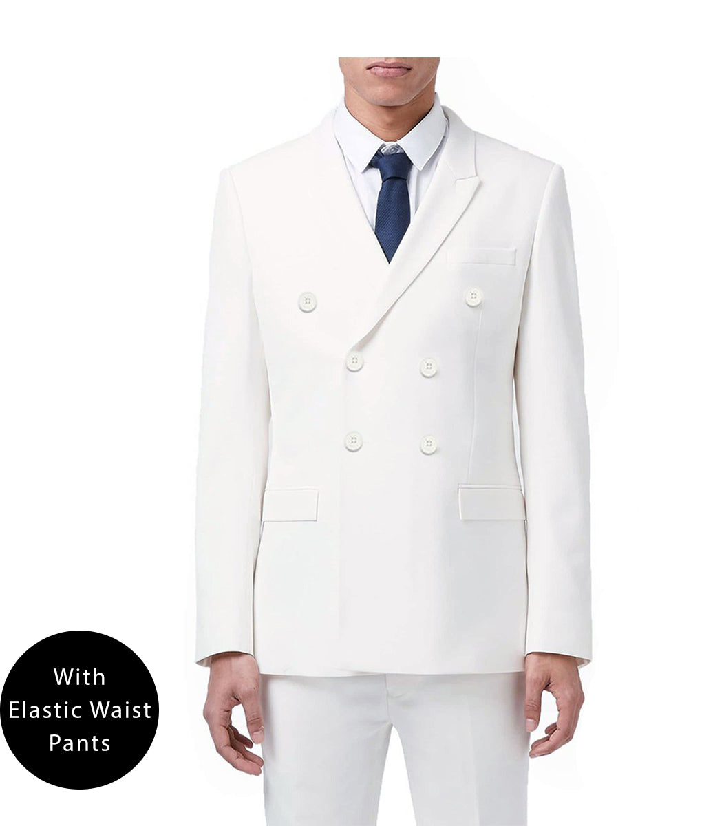 Ramses White Double Breasted 2 Piece Suit