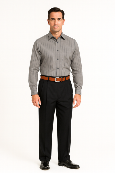 Men's Super 150's 100% Wool Wide Leg Dress Pants / Slacks Black unhemmed unfinished bottom