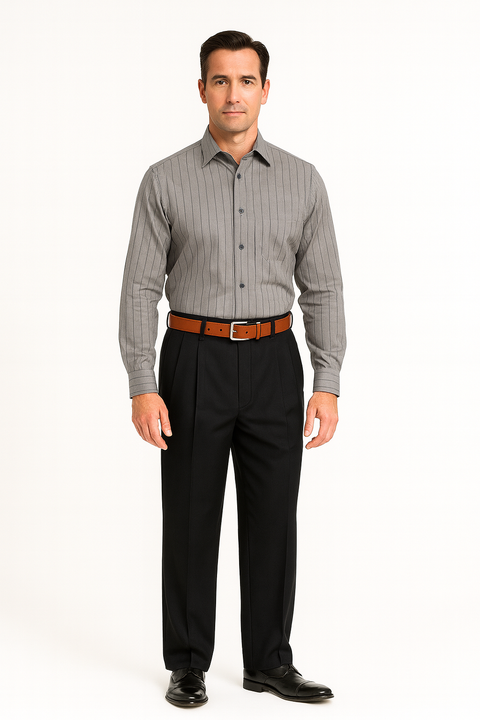 Men's Super 150's 100% Wool Wide Leg Dress Pants / Slacks Black unhemmed unfinished bottom