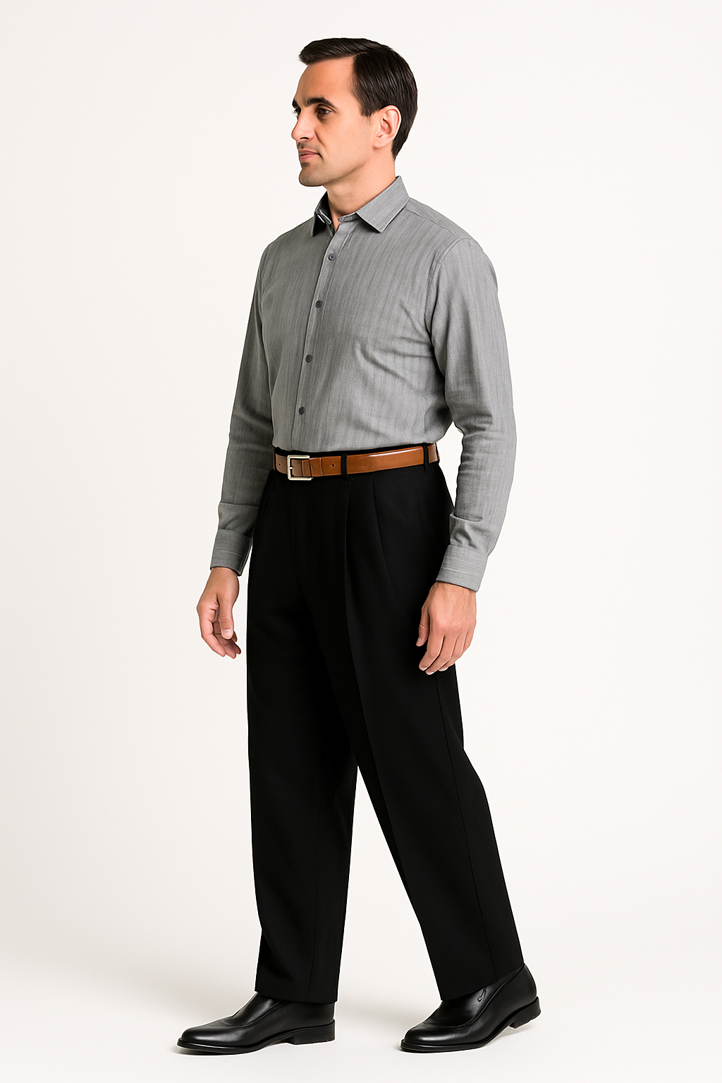 Men's Super 150's 100% Wool Wide Leg Dress Pants / Slacks Black unhemmed unfinished bottom