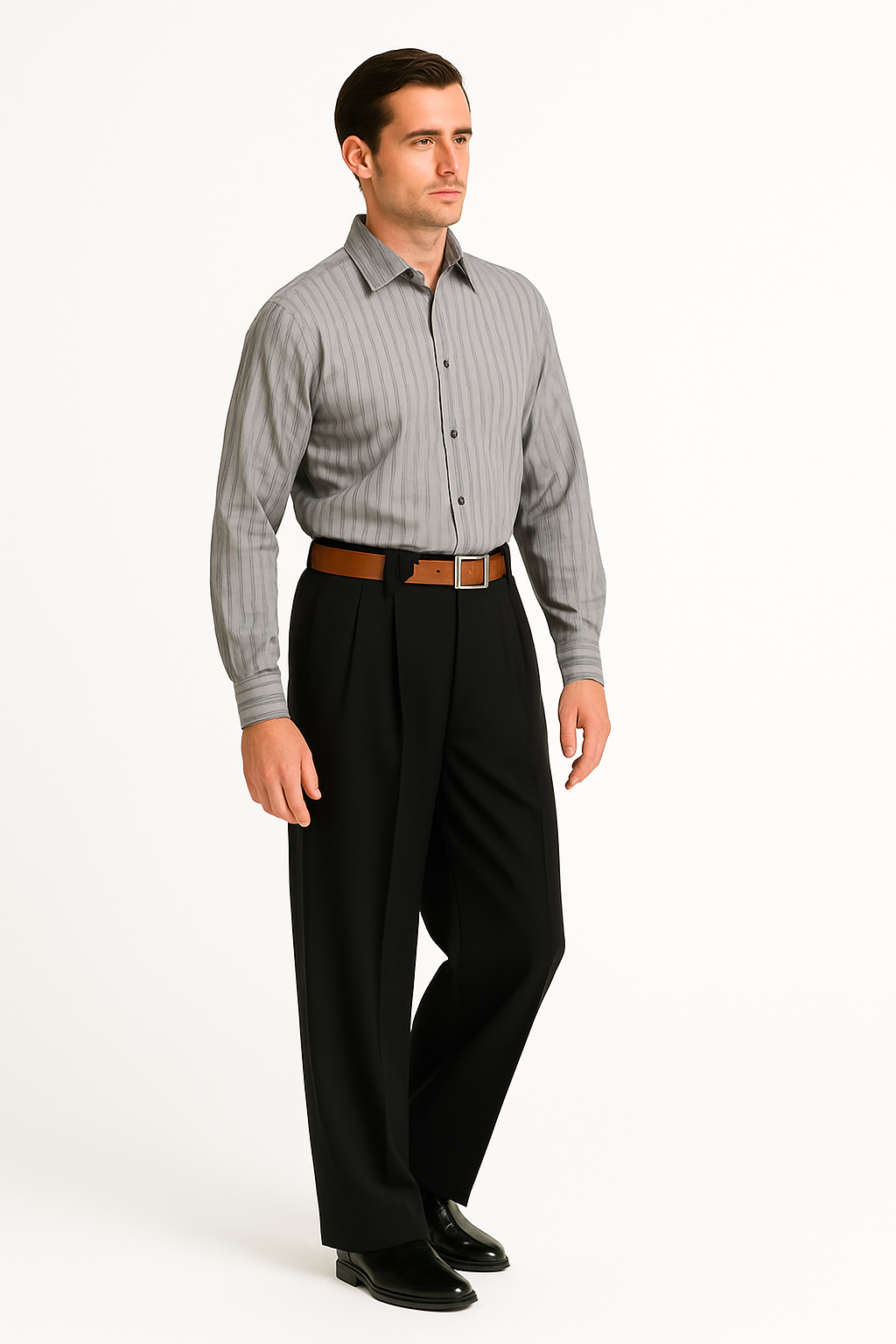 Men's Super 150's 100% Wool Wide Leg Dress Pants / Slacks Black unhemmed unfinished bottom