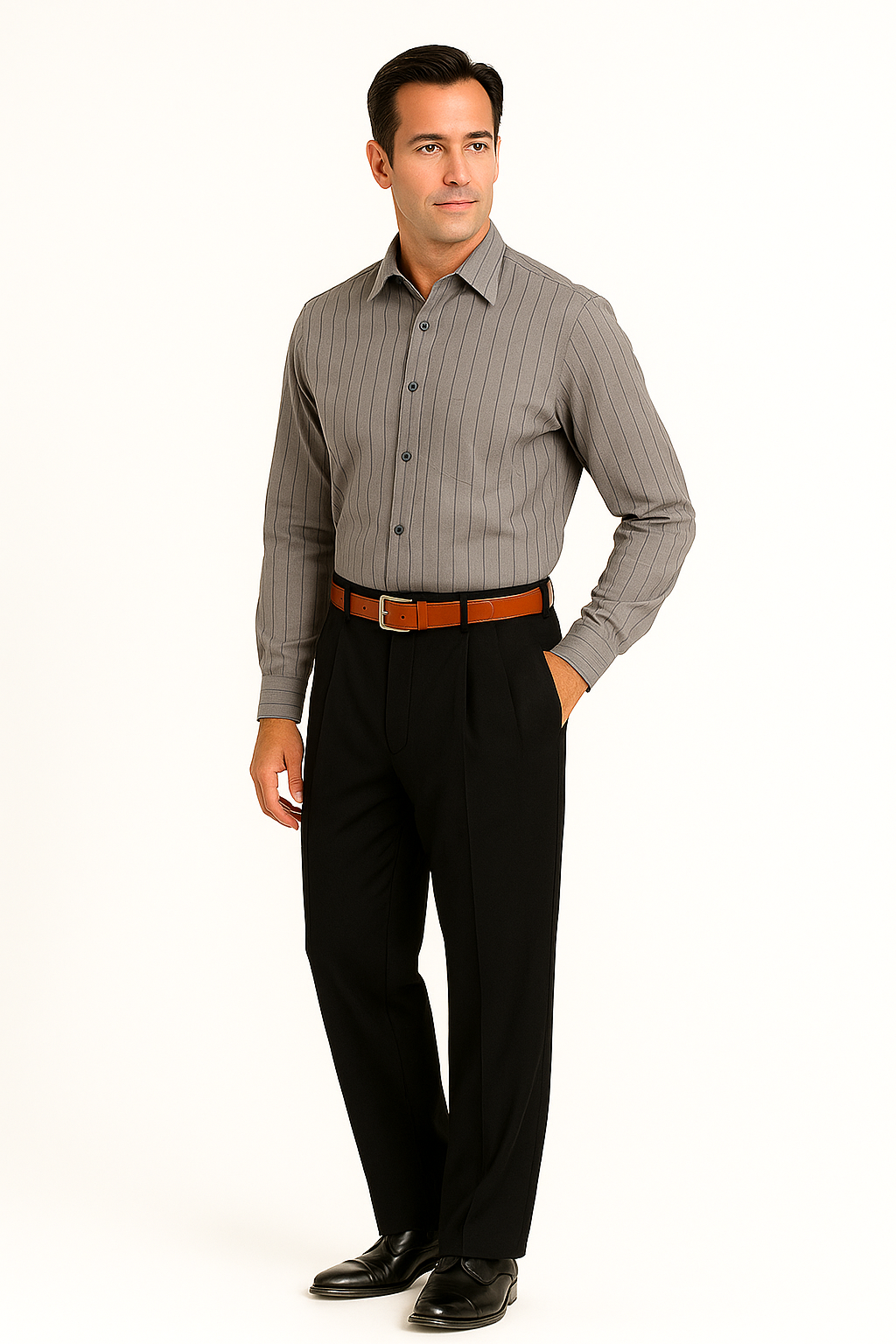 Men's Super 150's 100% Wool Wide Leg Dress Pants / Slacks Black unhemmed unfinished bottom