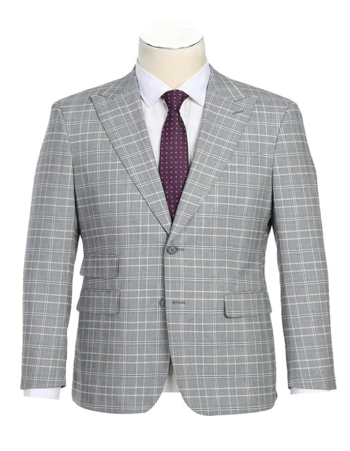 Smoke Windowpane Plaid Slim Fit Designer Suit