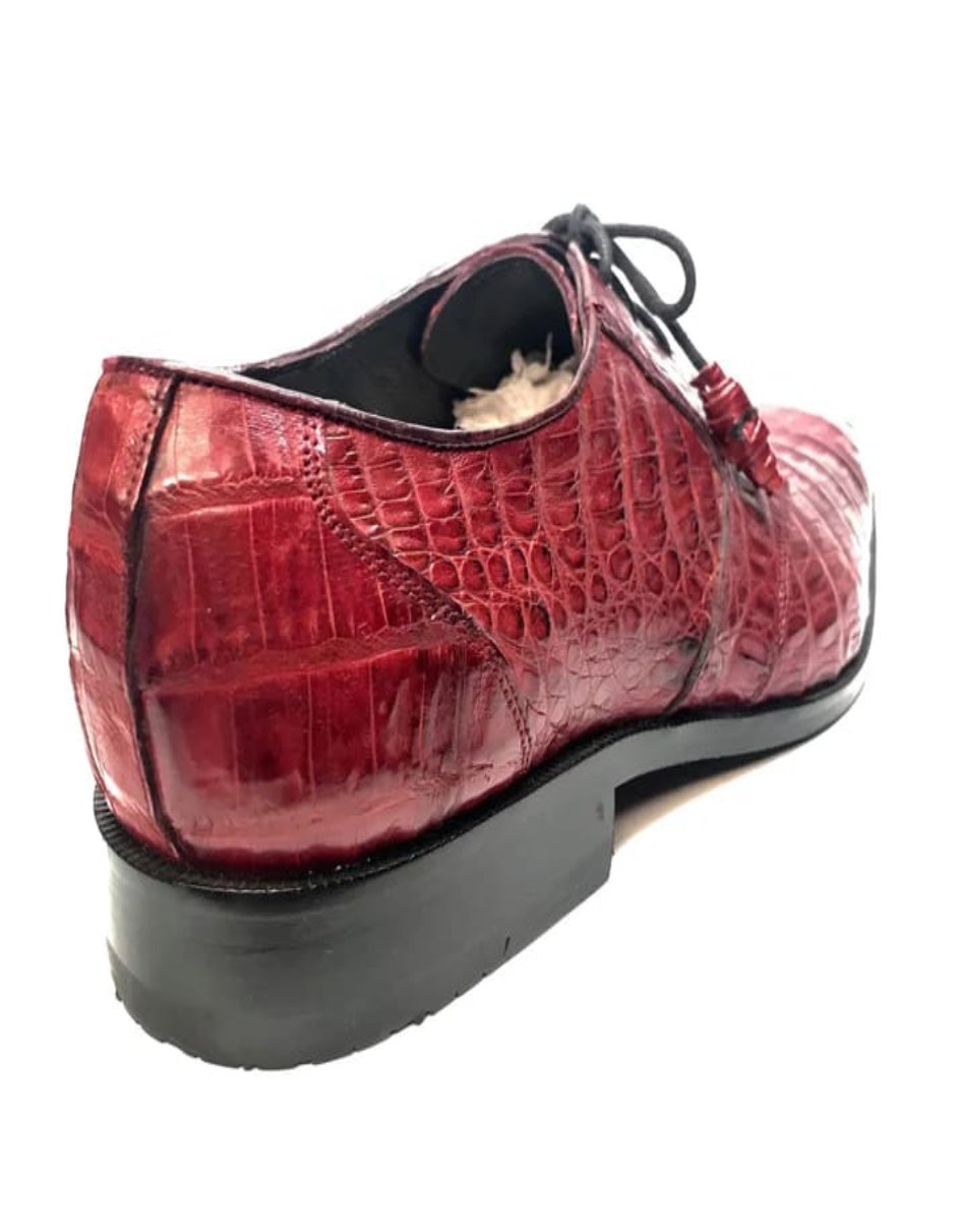 Los Altos Crocodile Lace Up Burgundy Shoes