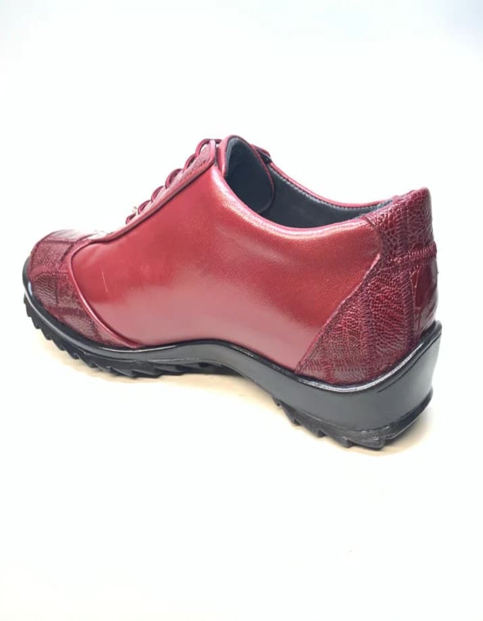 Wine Red Ostrich Leg Lace Ups by Los Altos