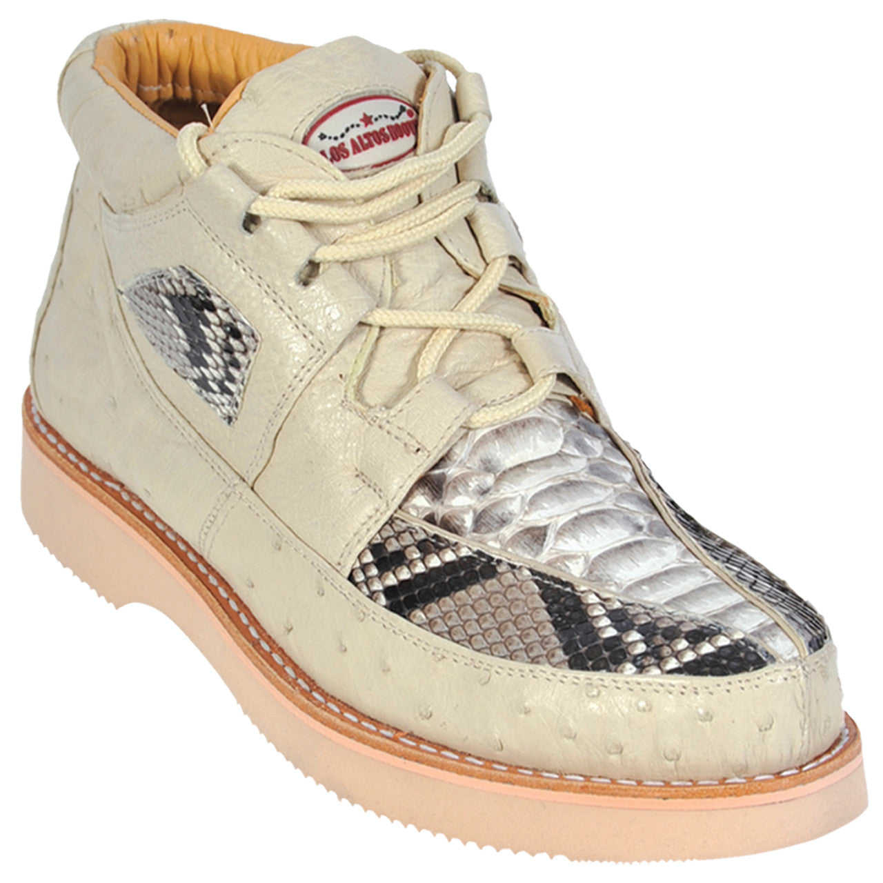 Winter White Python & Ostrich Boots by Los Altos