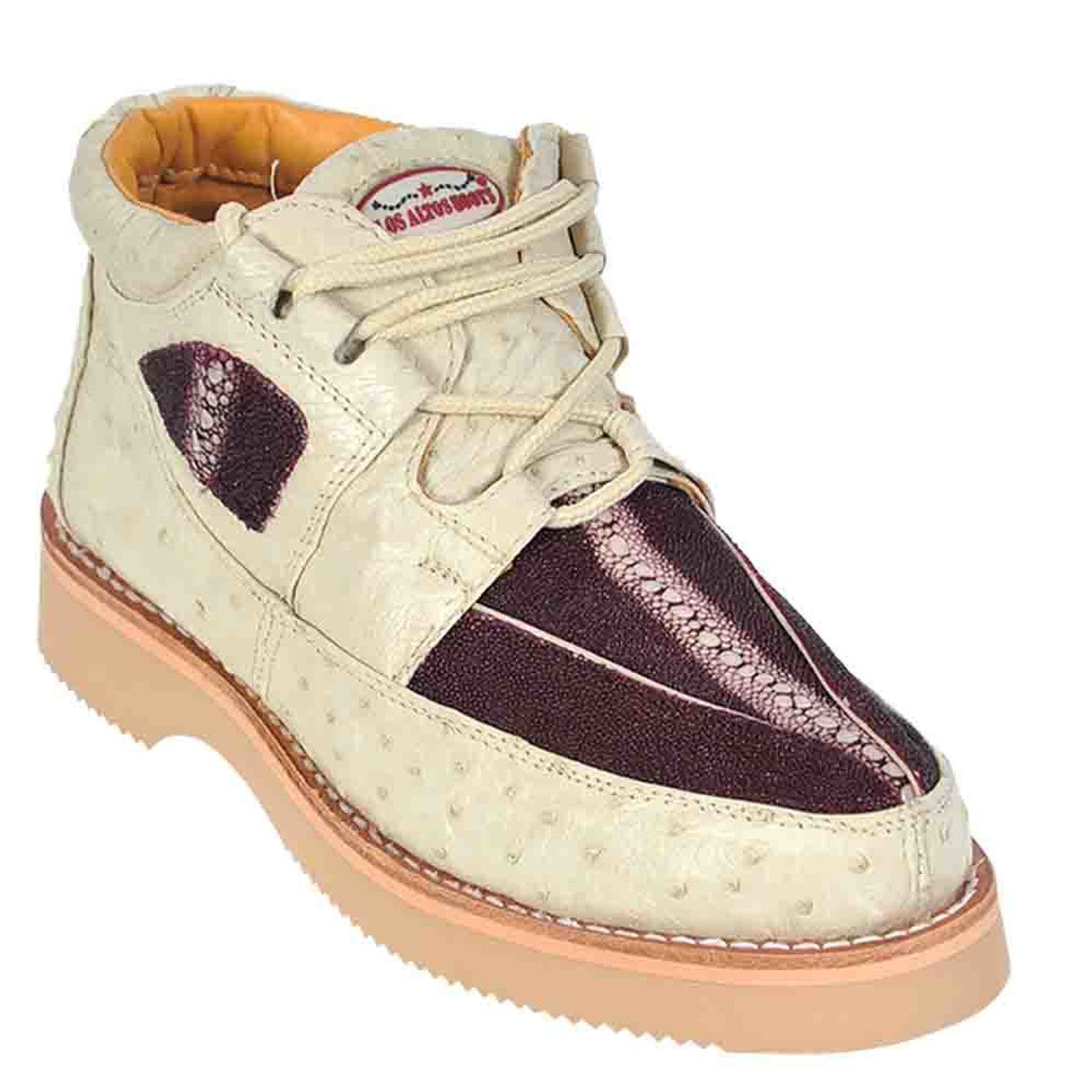 Stingray & Ostrich Men's Sneakers, Burgundy/Winter White