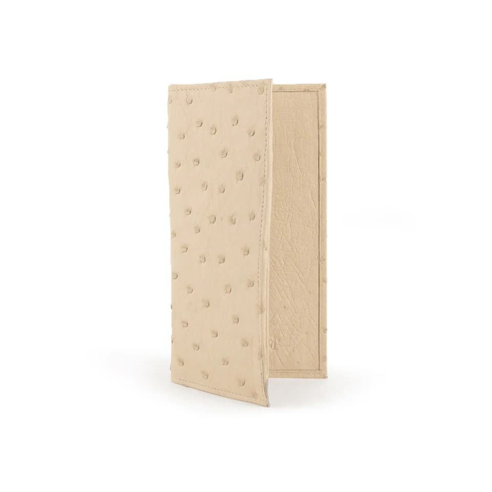 Ferrini Full Quill Ostrich Checkbook in Winter White