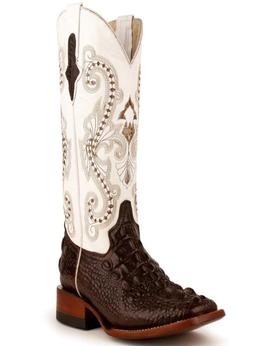 Ferrini Rancher Crocodile Print Square Toe Boots