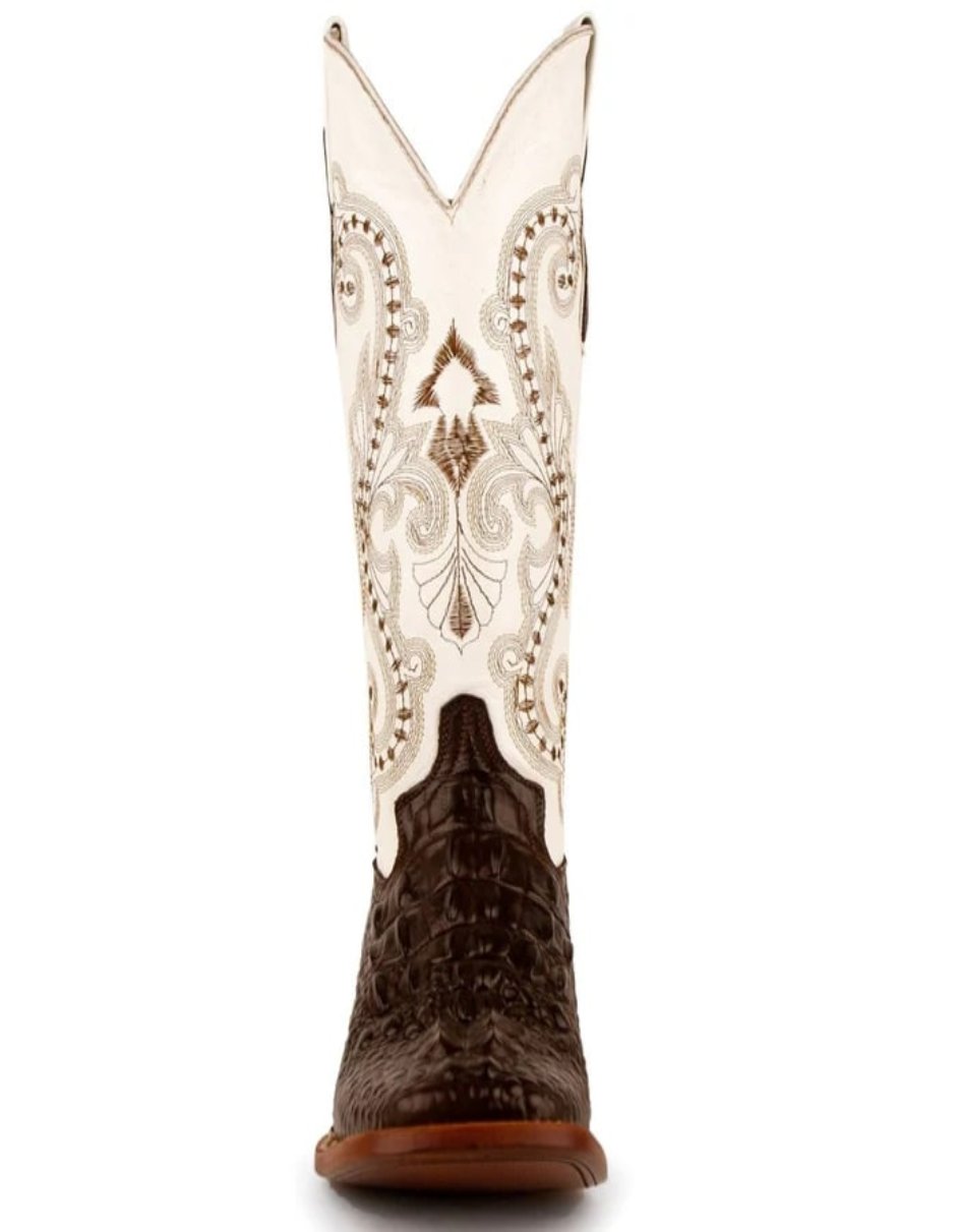 Ferrini Rancher Crocodile Print Square Toe Boots