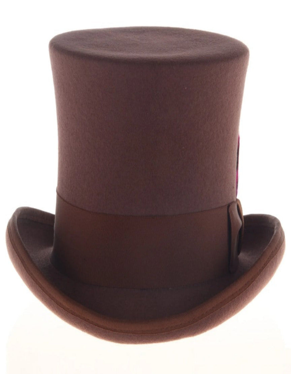Brown Wool 1920s Fedora Top Hat for Men