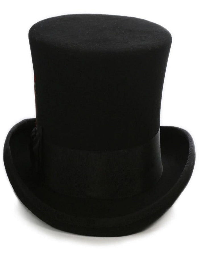 1920s Black Top Hat – Men’s Tall 100% Wool Dress Hat