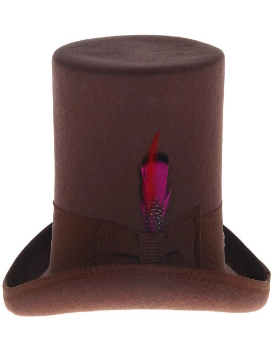 Brown Wool 1920s Fedora Top Hat for Men