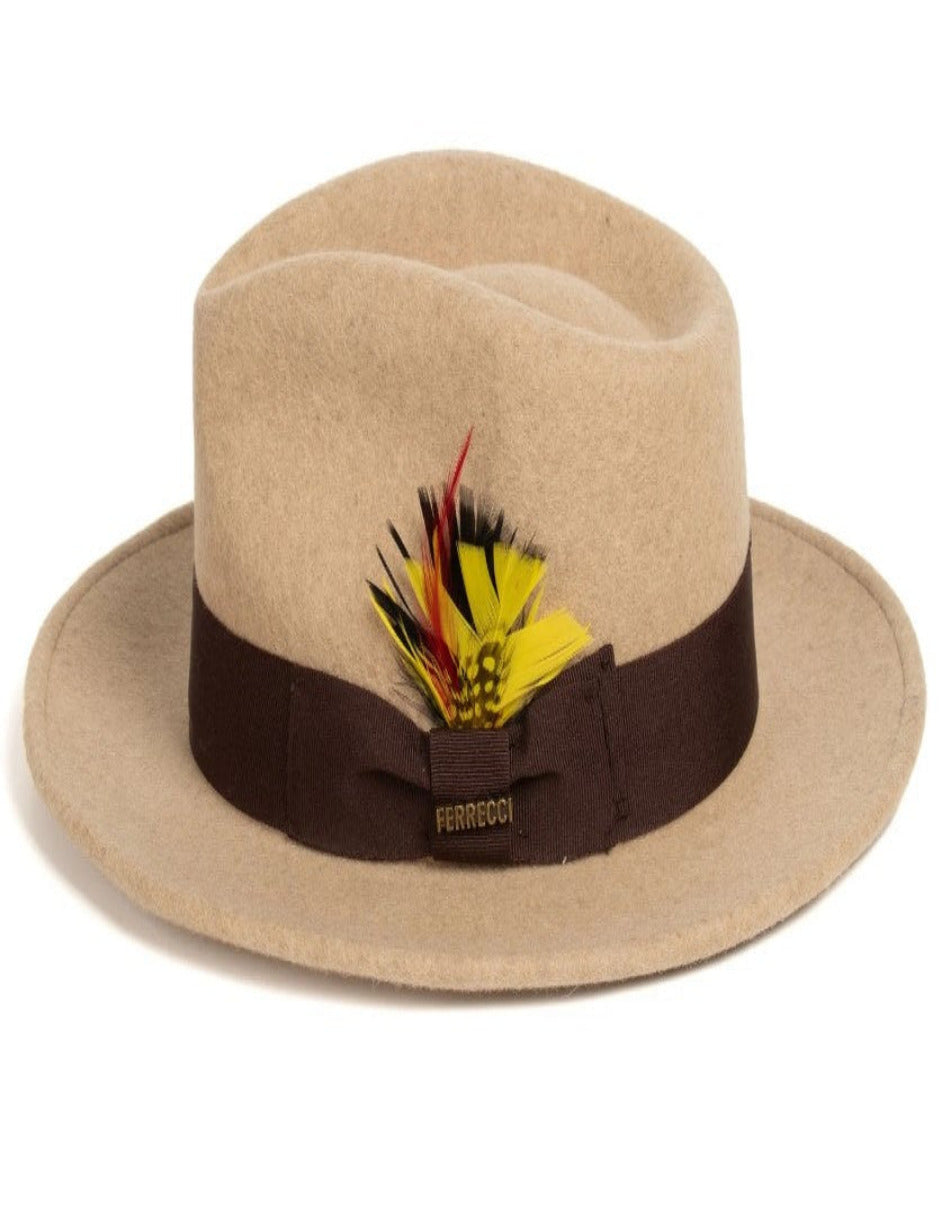 Wool Fedora Dress Hat 1920s Style in Beige