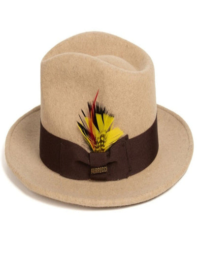 Wool Fedora Dress Hat 1920s Style in Beige