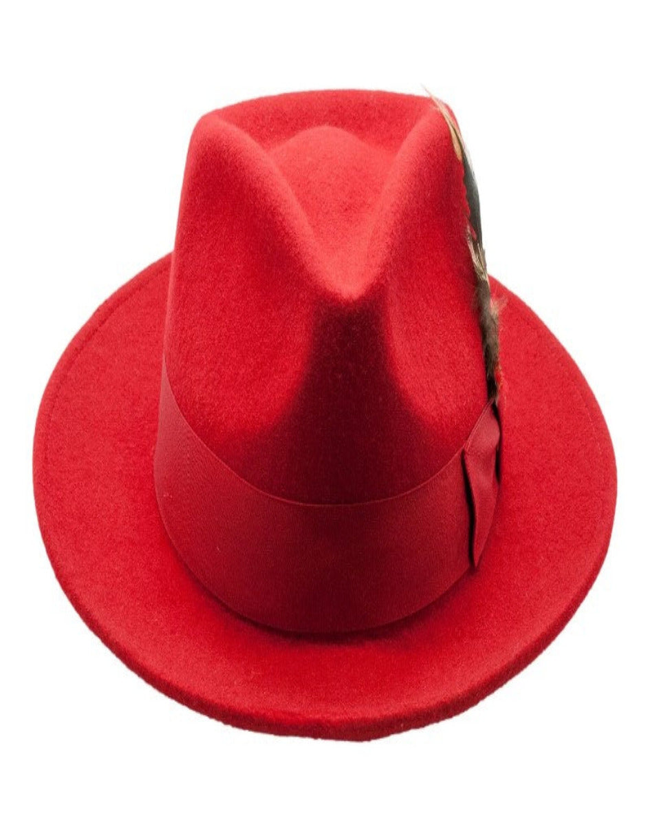 1920s Red Wool Fedora Dress Hat for Men