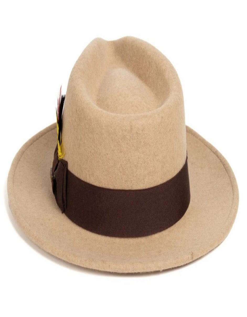 Wool Fedora Dress Hat 1920s Style in Beige