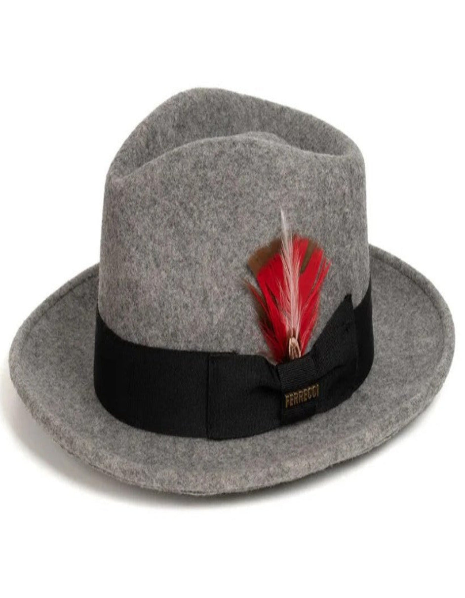 Grey 1920s Wool Fedora Dress Hat for Men