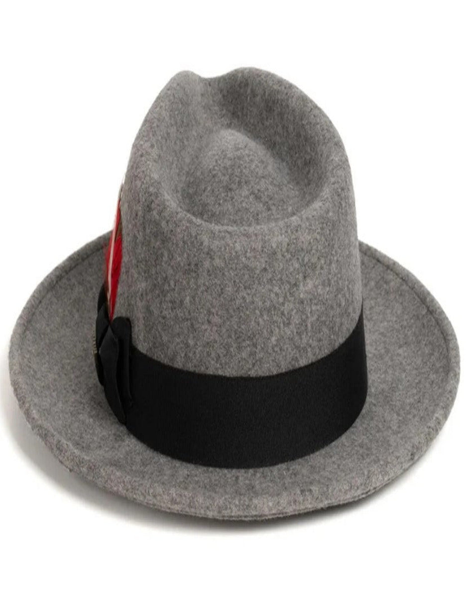 Grey 1920s Wool Fedora Dress Hat for Men