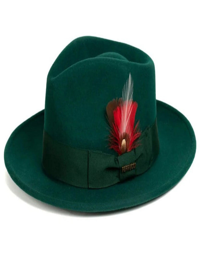 1920s Hunter Green Fedora – Men’s Classic Wool Dress Hat