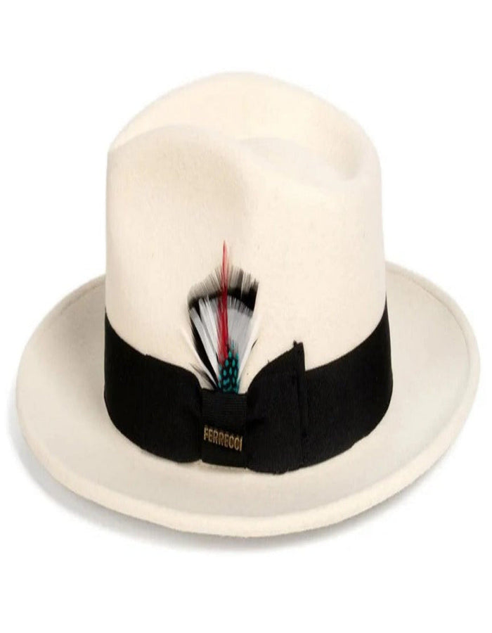 1920s White and Black Fedora – Men’s Classic Wool Dress Hat