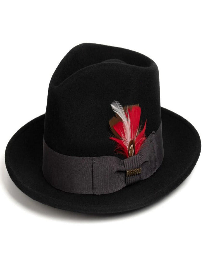 1920s Black Fedora – Men’s Classic Wool Dress Hat