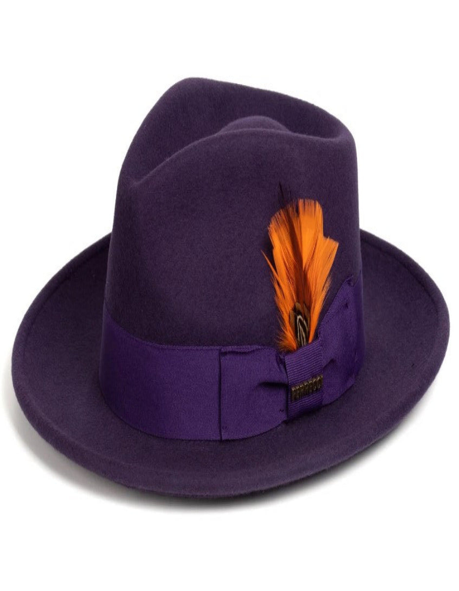 Purple 1920s Fedora Wool Dress Hat for Men