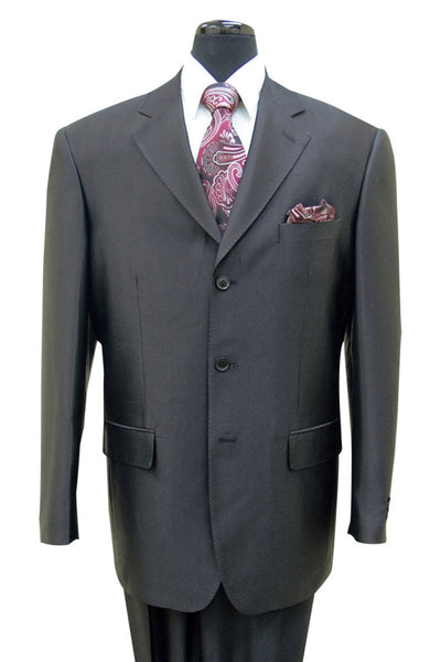 Mens 3 Button 2PC Shiny Sharkskin Suit in Black
