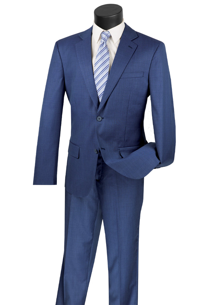 2 Button Modern Fit Wool Suit - Navy