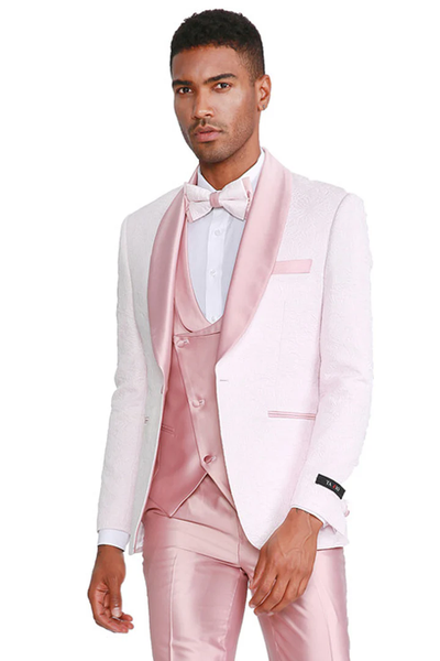 Mens Easter Suit - Jacket and Pants in Summer Color Pink Slim Fit Light Weight