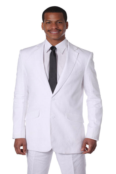 Modern Fit 2 Button Linen Suit - White