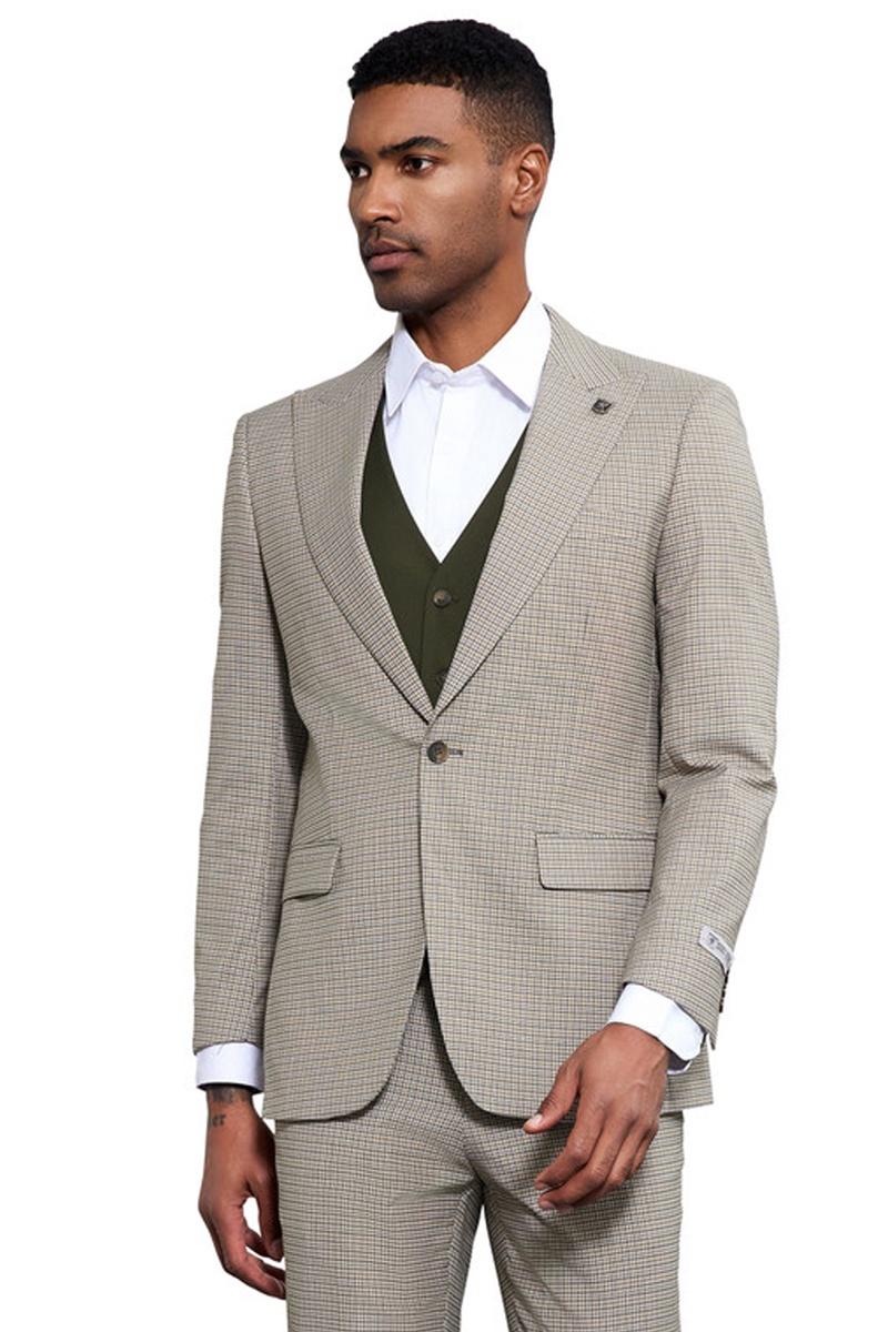 Stacy Adams Sage Micro Check Vested Suit