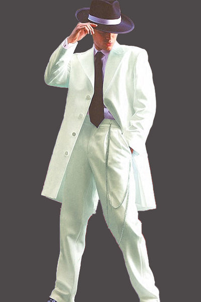 Men's Long Vested Cream Zoot Suit Tuxedo