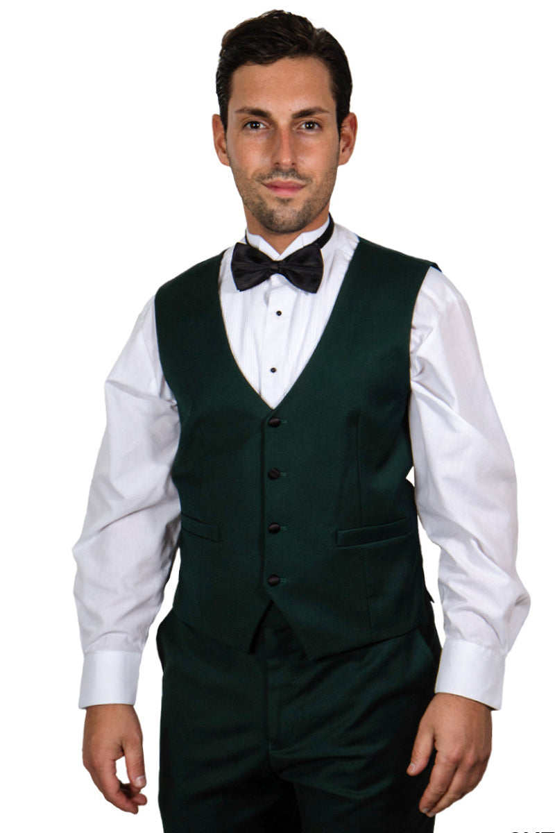 Green Slim Fit Tuxedo with Large Black Shawl Lapel – 3 Piece Wedding & Prom Set