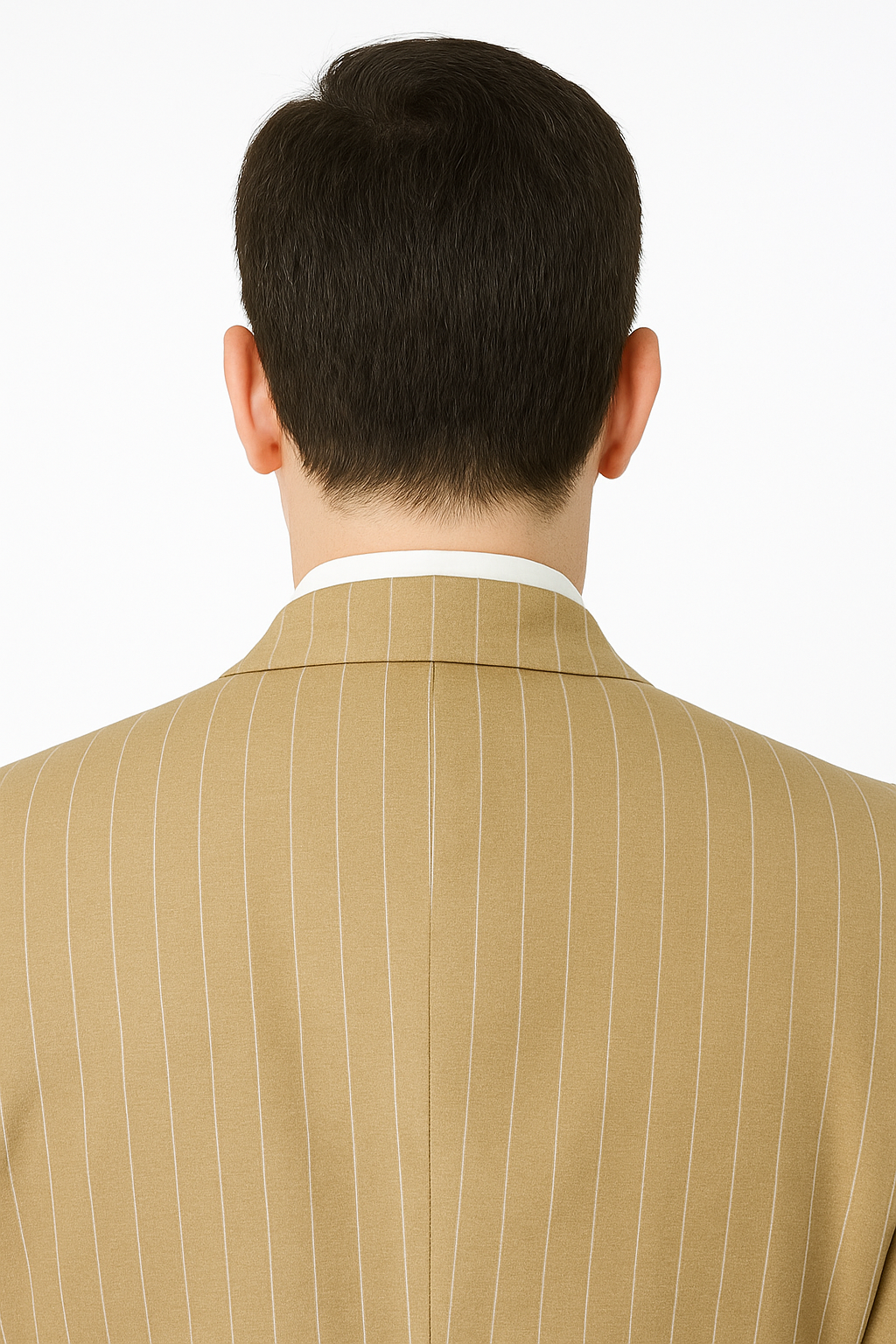 Men’s Beige Pinstripe Wedding Suit – Groom & Formalwear Set
