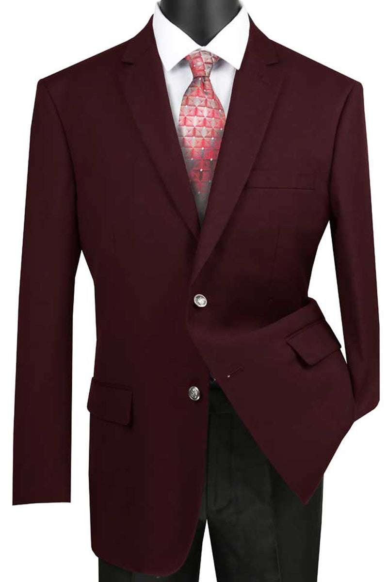 Burgundy Wool Feel Blazer Sports Coat - Vinci